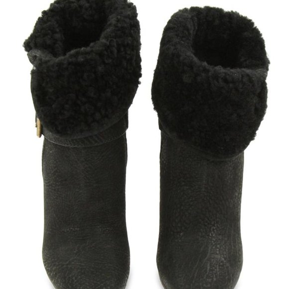 BURBERRY Fowler Shearling Wedge Ankle Boots - Picture 4 of 7